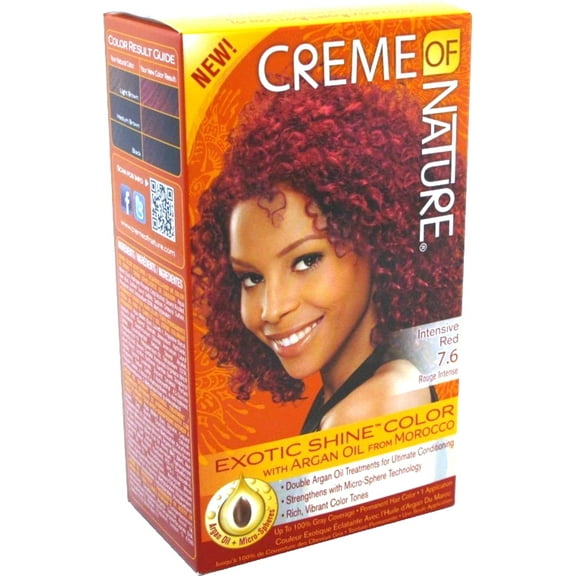 Creme of Nature Exotic Shine Color With Argan Oil, Intensive Red 7.6, 1 ea (Pack of 4)