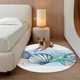 thumbnail image 2 of Round Rugs 3.3Ft, Blue Coastal Round Area Rug Washable Indoor Throw Carpet, Beach Nautical Starfish Shell Coral Soft Non Slip Circle Rug for Laundry Room Patio Home Decor Aesthetic, 2 of 8