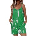 thumbnail image 2 of LOVZFMLL Mode Femmes Imprimé Poches Bretelles Pantalon Décontracté Combinaison Courte Vert TTG, 2 of 6