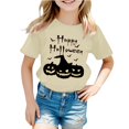 thumbnail image 2 of Zylarhe Kids Halloween Tops Children Fashionable Casual Letter Round Neck Short Sleeve T Shirt for Kids Beige 140, 2 of 4