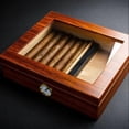 thumbnail image 4 of (red)Cigar Humidor, Glass Top Cigar Box, with Hygrometer Humidifier and Divider, Desktop Cedar Wood Storage Case Holds 20-35 Cigars, 4 of 5