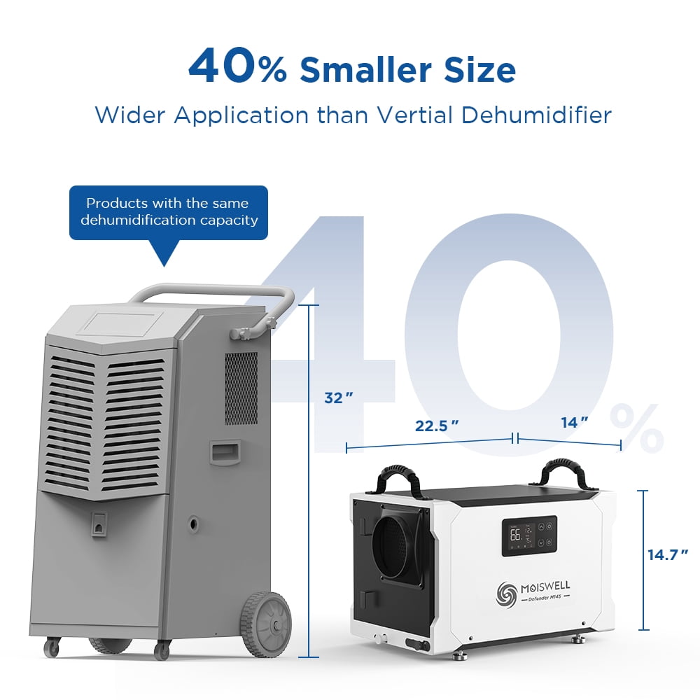 Moiswell 155 Pint Commercial Dehumidifier with Drain Hose – Energy Star Certified for Basements & Crawl Space