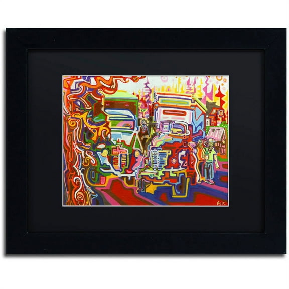 Trademark Fine Art "Trucks" Canvas Art by Josh Byer, Black Matte, Black Frame