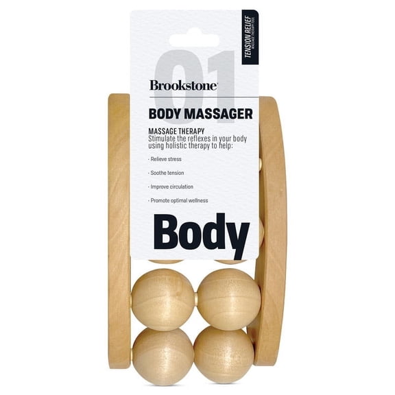 Brookstone Foot Roller Body Massager for Plantar Fasciitis Relief Wooden Massage Foot Roller