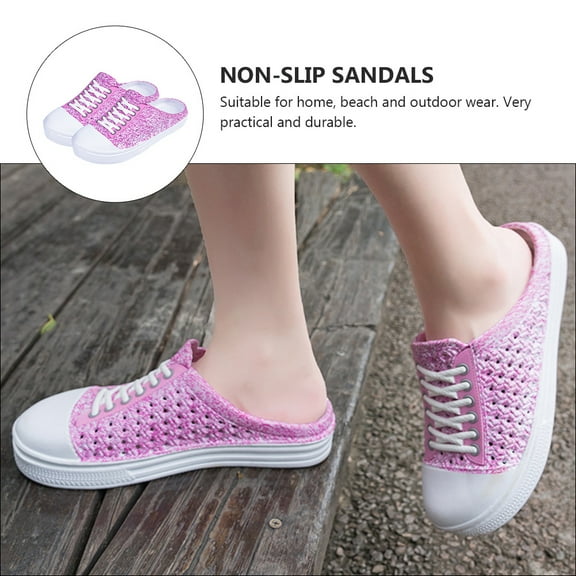 HONITANO 1 Pair Pink EVA Anti-slip Breathable Sandals for Women with Hollow-out Design for Outdoor Summer
