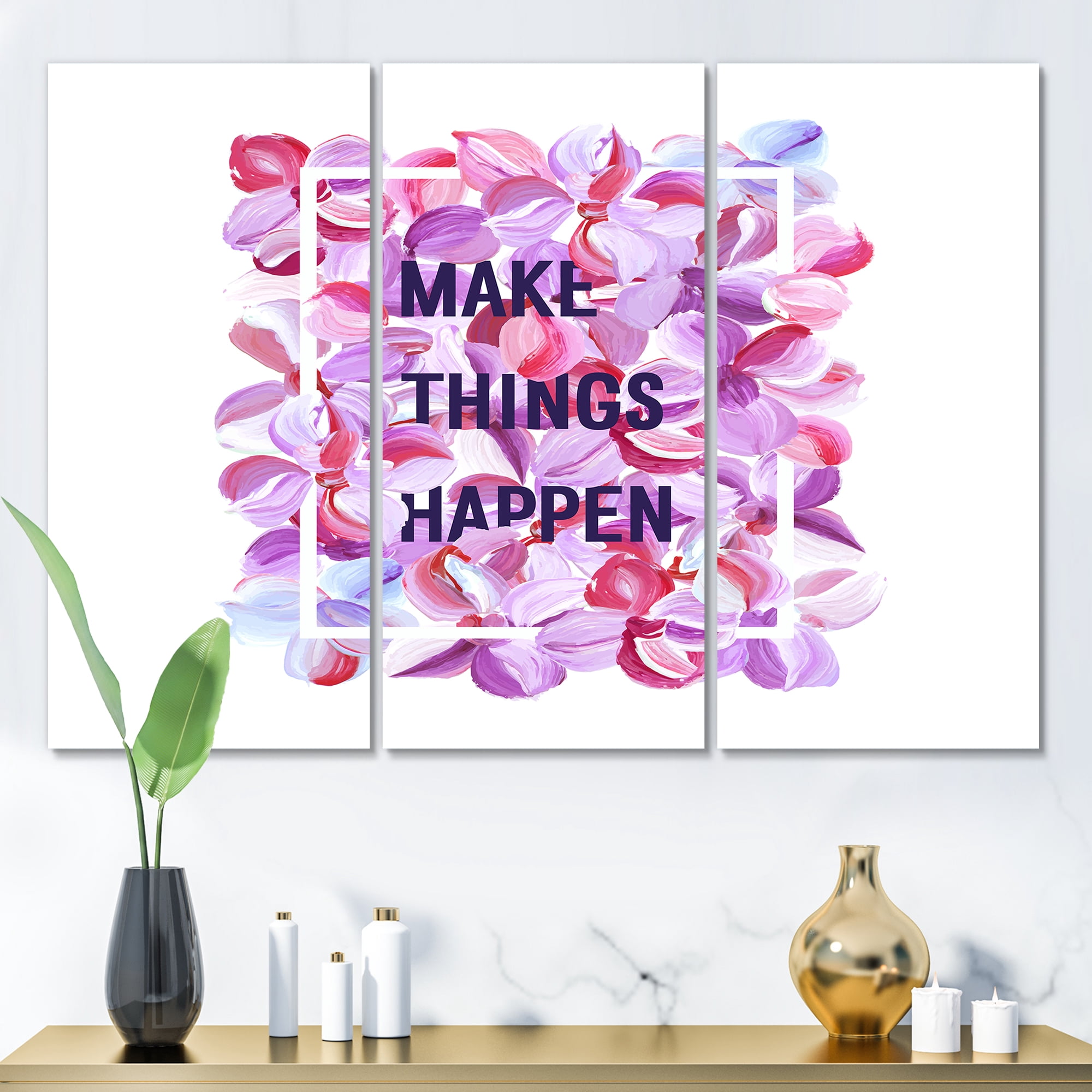 Designart ' Make Things Happen On Purple Flowers ' Traditional Canvas Wall Art Print