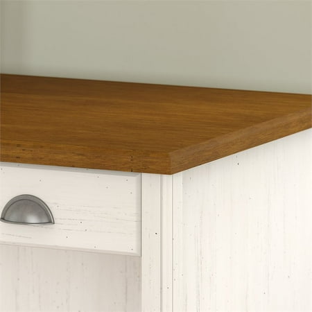 Bush Stanford Computer Desk And 5 Shelf Bookcase In Antique White