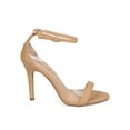 thumbnail image 2 of Breckelles EE06 Women Leatherette Open Toe Ankle Strap Single Band Stiletto Sandal - Tan (Size: 5.5), 2 of 6