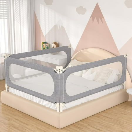 MagicFox Bed Rails for Toddlers, Extra Tall Height Adjustment Specially Designed for Twin, Full, Queen, King Size (59" * 30" (One Side))