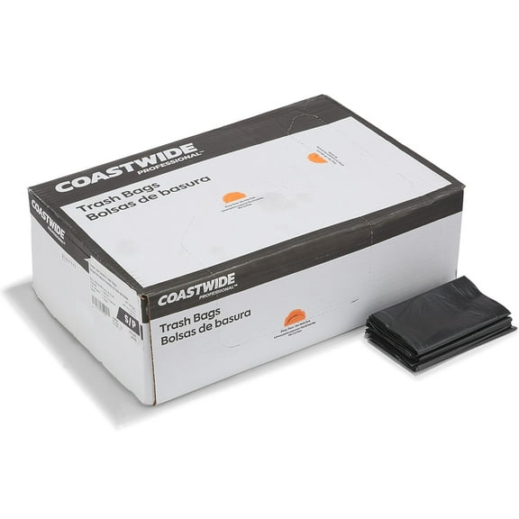 Staples Coastwide Professional 12-16 Gallon Trash Bag 24" x 32" Low Density 0.35 mil Black 1000