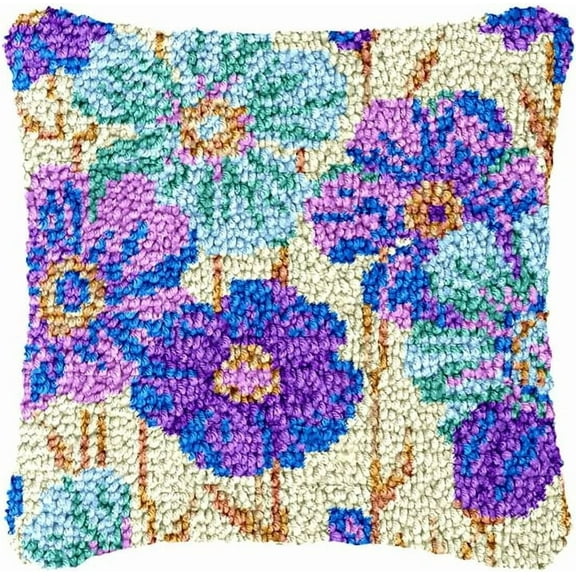 Latch Hook Kits for Adults,Purple Flower | Creativity Gift Embroidery Home Decoration, 43×43cm/17*17in