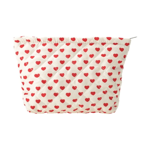 Unique Bargains 1 Pc Heart Shaped Makeup Bag Red Polyester