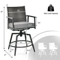 thumbnail image 3 of Costway 360° Swivel Bar Stool Set of 2 Counter Height Bar Chair with Metal Frame, 3 of 9