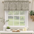 thumbnail image 2 of 2 Pack Japanese Valances for Windows Bedroom Living Room Window Treatments, Grey Simple Traditional Flowers Leaves Pattern Rod Pocket Valance Drapes Short Kitchen Curtains Over Sink 60"x18", 2 of 8