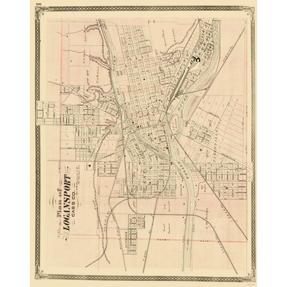 Historic City Map - Logansport Indiana - Baskin 1876 - 23 x 28.99 - Vintage Wall Art