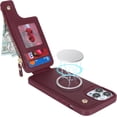 thumbnail image 3 of for iPhone 15 Pro Magsafe Case with Card Holder,Wallet Phone Case for Women,Zipper PU Leather Cover,Snap Clasp,Cute Purse Gift for iPhone 15 Pro 6.1" (Wine Red), 3 of 17
