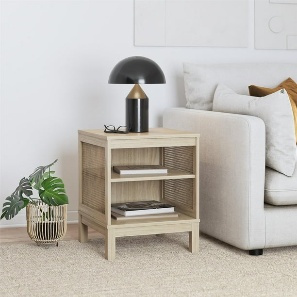 Mainstays Cane Side Table, Spring Pine - Walmart Business Supplies