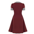 thumbnail image 2 of Vintage Women 1940s Bow Tie Neck Dress Retro 40s 50s Plaid Button Down Business Work A-line Cocktail Party Dresses, 2 of 3