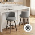 thumbnail image 5 of Dayalane Modern Bar Stools Set of 4, 26" Swivel Counter Height Bar Stools with Barrel Back, Linen Upholstered Barstools with Wood Legs for Kitchen Island, Dining Room, Home Bar，Grey, 5 of 16