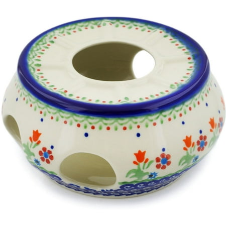 

Polish Pottery 6-inch Heater (Spring Flowers Theme) Hand Painted in Boleslawiec Poland + Certificate of Authenticity