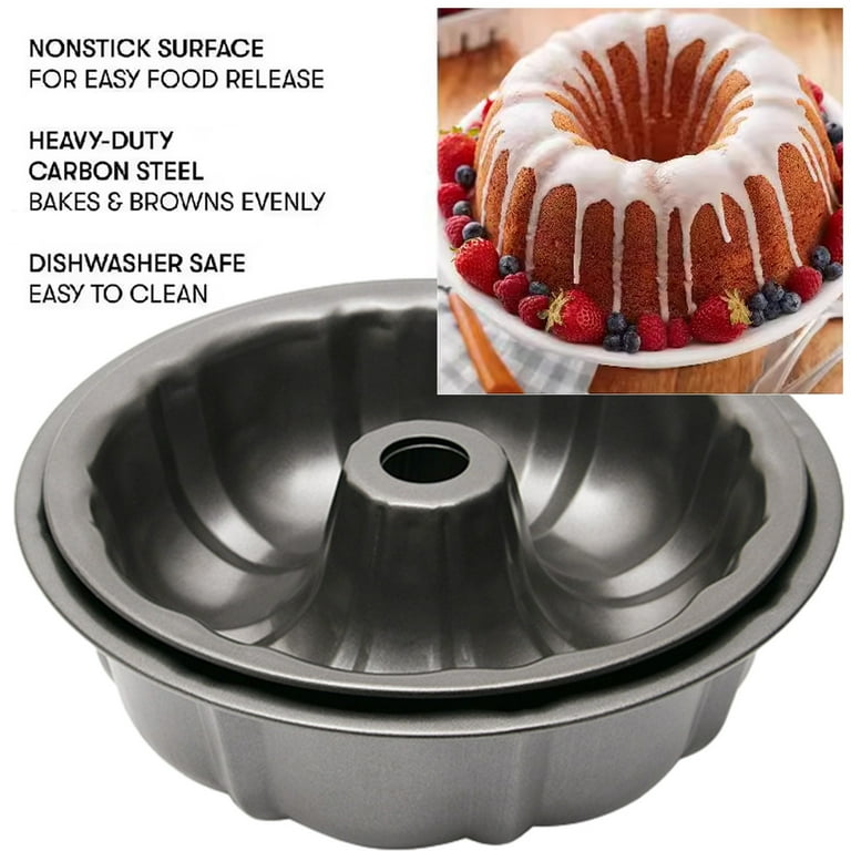 Non-stick Cake Pan, Heavy Duty Carbon Steel Fluted Tube Round