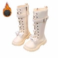thumbnail image 3 of DHFJKG Girls Knee High Boots Fuzzy Lining Insulated Lace Up Side Zipper Boots Little Big Kids Trendy Shoes, 3 of 9