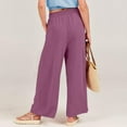 thumbnail image 5 of Outfmvch Wide Leg Pants Woman Flowy Drawstring High Waist Women's Culottes High Waisted Linen Pants Women Summer Beach Pant Flowy Lounge Linen Palazzo Pants for Women Beach Pants Purple S-2XL, 5 of 8