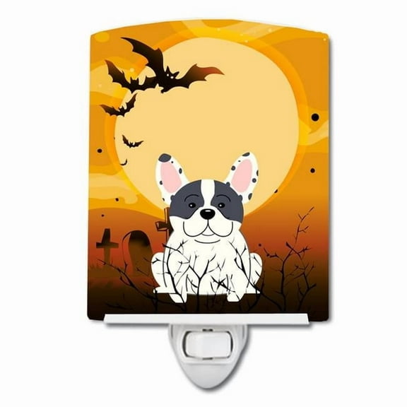 Caroline's Treasures BB4277CNL Halloween French Bulldog Piebald Ceramic Night Light, 6x4x3", multicolor