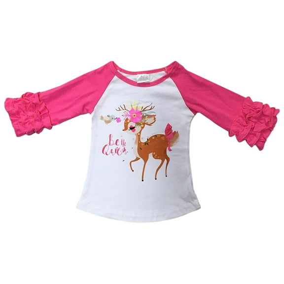 Toddler Girls Be The Queen Reindeer Christmas Top T-Shirt Tee Blouse Pink 2T XS (P318537P)