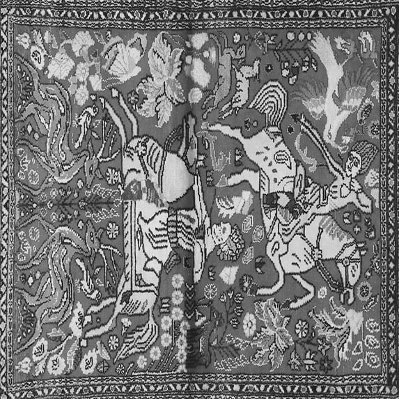 Ahgly Company Indoor Square Animal Gray Traditional Area Rugs, 4' Square