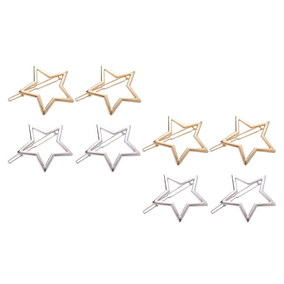 HOOWIFFY 8 Pcs Retro Hair Barrettes Set, Assorted Colors, Decorative Five-Pointed Clips for Women and Girls