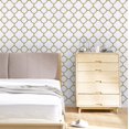 thumbnail image 1 of Safiyya Papel Pintado Despegable Y Adhesivo De 393 X 17,7 Pulgadas, Papel De Contacto De Oro Blanco, Papel Pintado Autoadhesivo Extraíble, Papel Pintado Moderno Enrejado Dorado Para Despegar Y Pegar P, 1 of 5