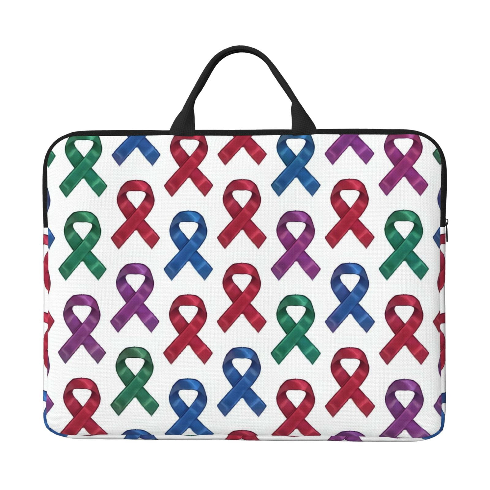 Laptop Sleeve Bag For Women Men 14inch Waterproof Durable Protective Computer Carrying Cover Handle Laptop Case Bag Cancer Awareness Ribbon Pattern - Jewel Tones