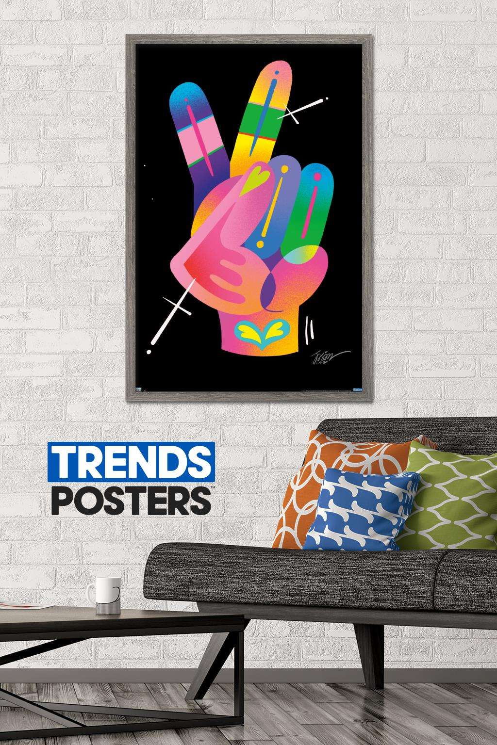 Jason Naylor - Peace Sign Hand Wall Poster, 22.375" x 34", Framed