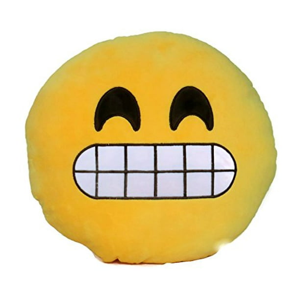 Decorative soft plush stuffed yellow emoji smiley emoticon room decor