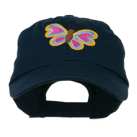 Butterfly Embroidered Cap - Navy OSFM