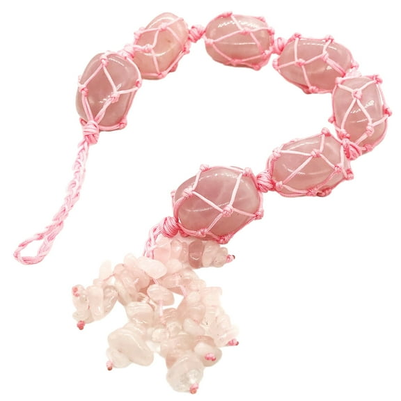Rose Quartz Crystal, Car Charm for Rear View Mirror Accessories, Metaphysical Decor for Spiritual Ornaments, Hanging Quartz Enhances Your Car and Home with Love and Positive