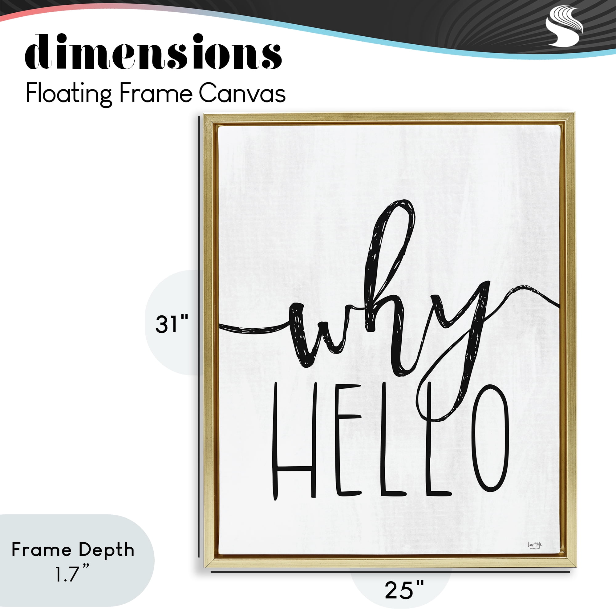 Stupell Industries Why Hello Typography Gold Framed Floater Canvas Wall Art, design by Lux + Me Designs