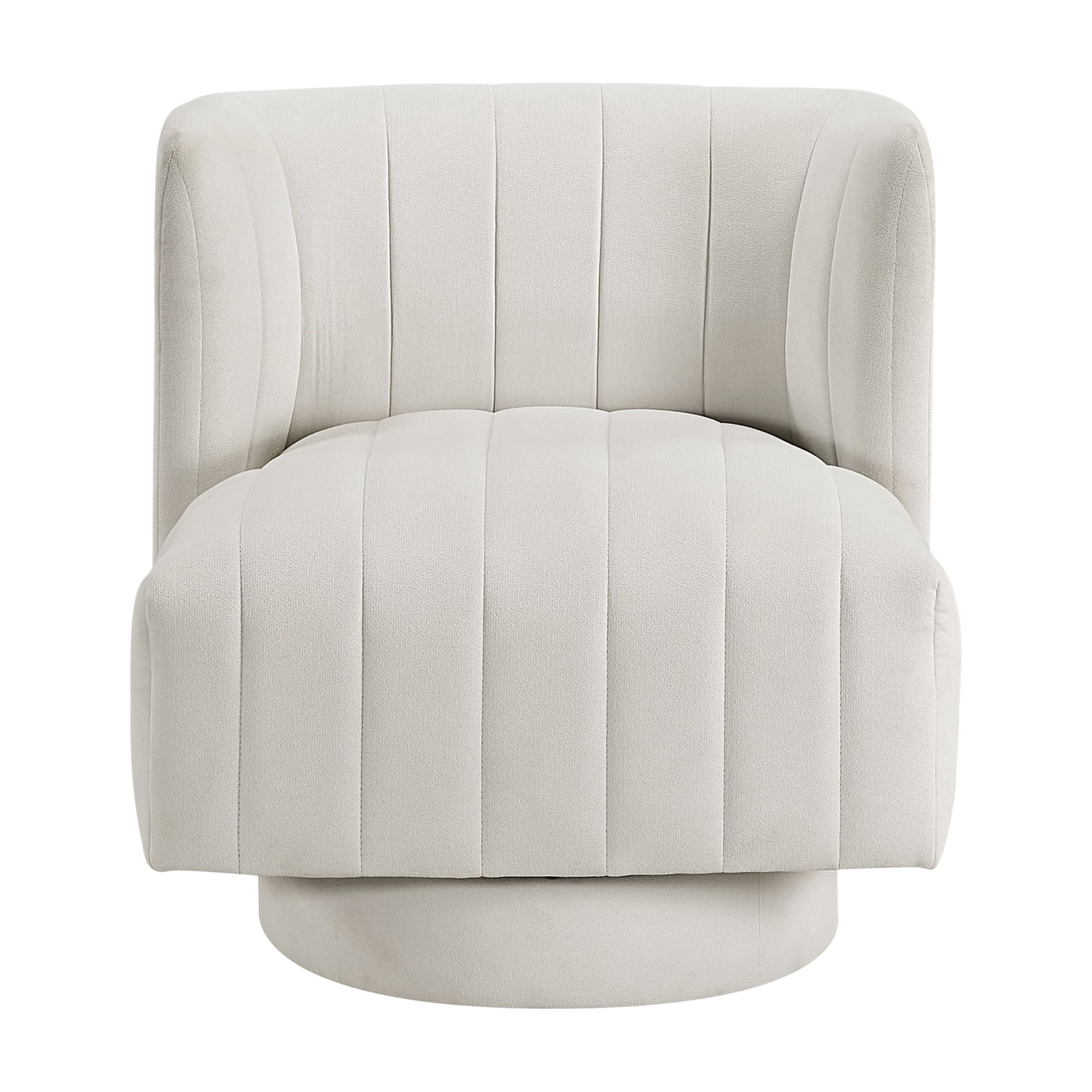 OakvillePark Glynworth Textured Fabric Chennel Tufted Swivel Chair, Beige