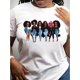 thumbnail image 1 of Camiseta de cuello redondo con estampado de hermandad de moda, camiseta informal de manga corta con cuello redondo para las cuatro estaciones, ropa de mujer, top deportivo de ocio, 1 of 6