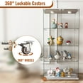 thumbnail image 3 of GZXS Display Cabinet with 2 Glass Doors and LED Lights, 4-Tier Tempered Glass Curio Collection Showcase w/ Rolling Wheels, White, 32.09"L x 14.37"W x 64.25"H, 3 of 8