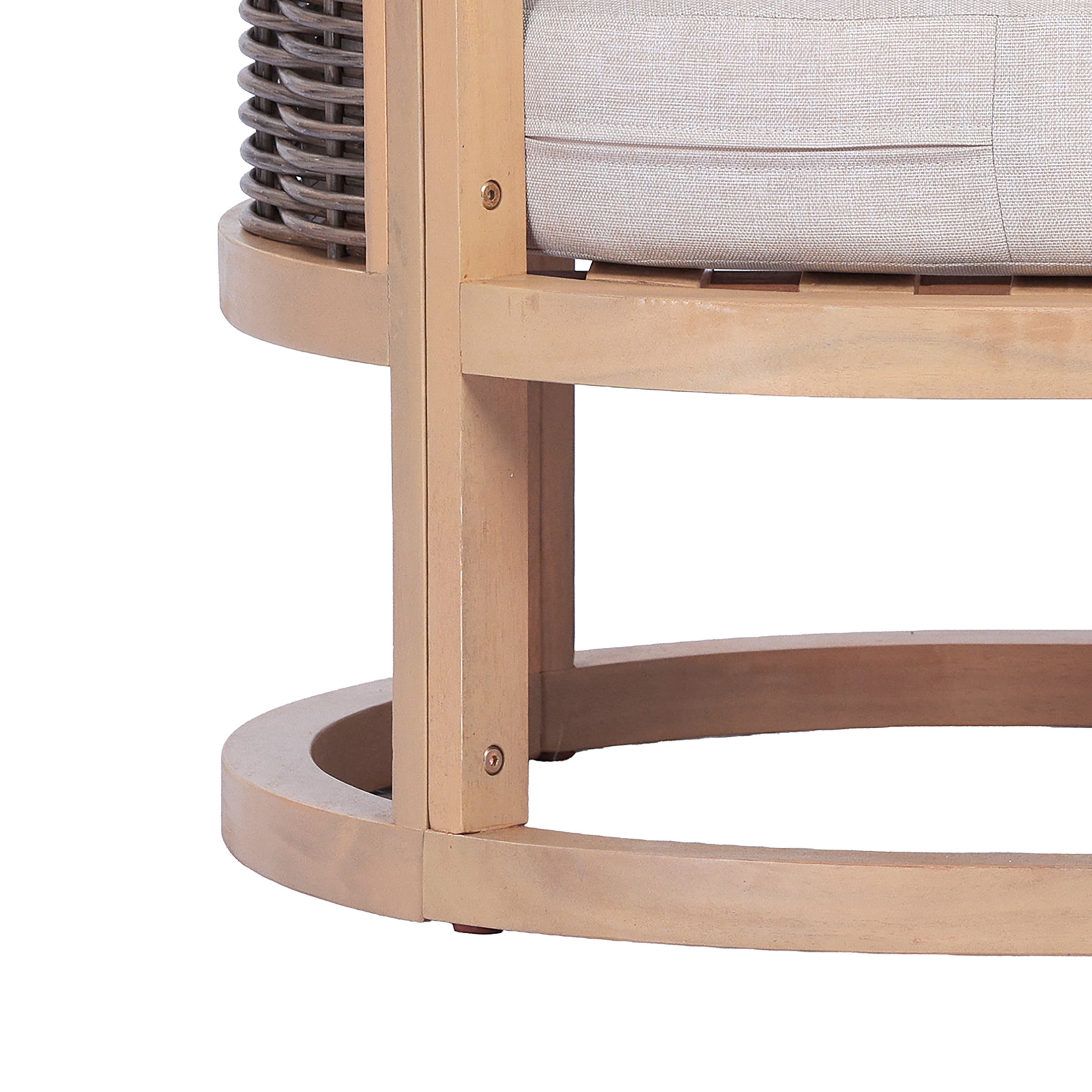 Christopher Knight Home Outdoor Acacia Wood Club Chair, Rattan Back and Beige Cushion, Light Teak, Set of 2