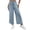 Sky Blue,#008, variant on Women Linen Pants Summer Wide Leg Cropped Palazzo Pants Drawstring High Waisted Beach Lounge Trousers with Pockets,L