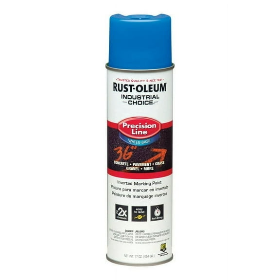 12-Pack of 17 oz Rust-Oleum Brands 205176 Fluorescent Blue Industrial Choice Precision Line Inverted Marking Paint, Water-Based