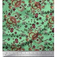 thumbnail image 1 of Soimoi Green Satin Silk Fabric Floral & Paisley Print Fabric by Yard 42 Inch Wide, 1 of 1