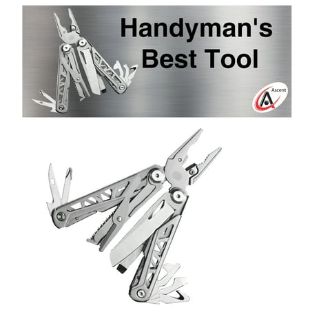 Ascent Handyman DIY Gift Tool Pliers 15 in 1 Multitool Gift Boxed Handy Pocket Knife Screwdriver Bottle Opener Saw For Camping Fishing Hiking Hunting - Gift Idea for Father Men Boyfriend Women