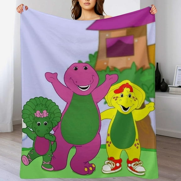 Barney And Friends Throw Blanket Cozy Warm Flannel Blanket for Living Room Bedroom Bed Sofa Camping Travel, All Seasons Fleece Blankets Gifts for Kids Girls Boys Adults 40"x30"