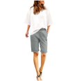 thumbnail image 2 of OIUUAK Shorts for Women Knee Length Plus Size Summer Elastic Waist Beach Long Shorts with Pockets, Loose Shorts for Women Summer, Womens Shorts Casual, Linen Shorts for Women, 2 of 2