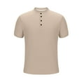 thumbnail image 5 of Short Sleeve T-shirts for Men Mock Henley Neck Plain Tshirts Classic Fit Sport Golf Tops Casual Summer Clothes (XL, Khaki), 5 of 6