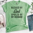 thumbnail image 2 of Blessed By God Spoiled By My Husband Shirt, Unisex Women's Shirt, Wife Shirt, Mom Shirt, Religious Shirt, Heather Apple Green, Medium, 2 of 6